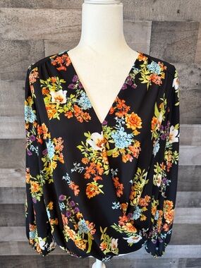 INC International Concepts Floral Draped Front Top Size S
